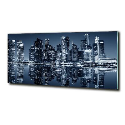 Cuadro decorativo de vidrio para salón horizontal Singapur de noche