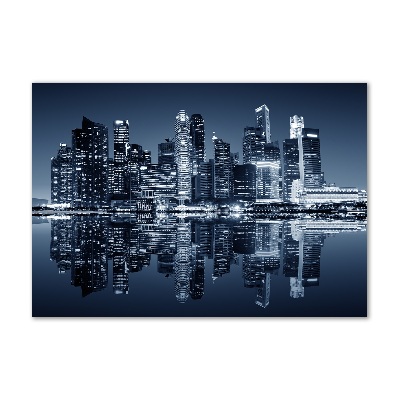 Cuadro decorativo de vidrio para salón horizontal Singapur de noche