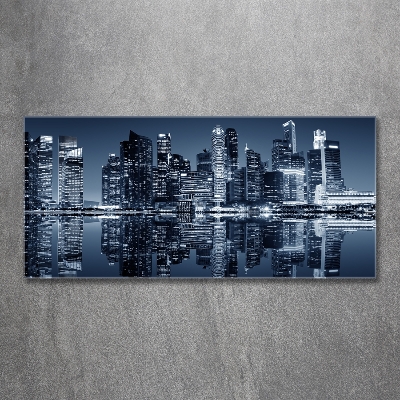 Cuadro decorativo de vidrio para salón horizontal Singapur de noche