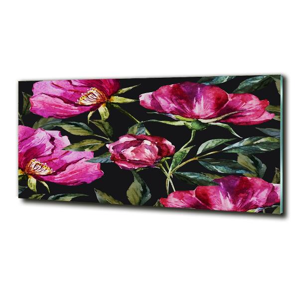 Impresión en cristal con acabado brillante horizontal Peonías rosas