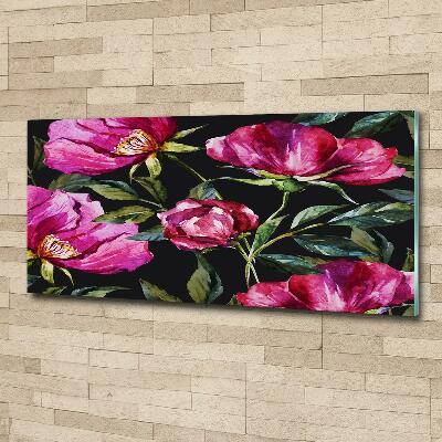 Impresión en cristal con acabado brillante horizontal Peonías rosas