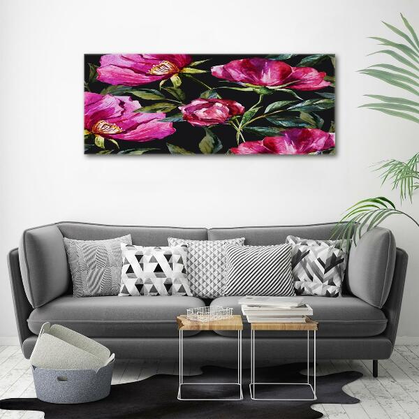 Impresión en cristal con acabado brillante horizontal Peonías rosas