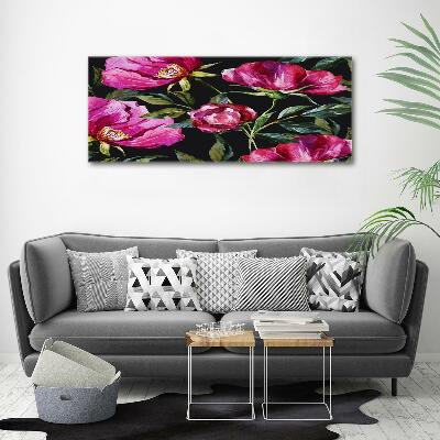 Impresión en cristal con acabado brillante horizontal Peonías rosas