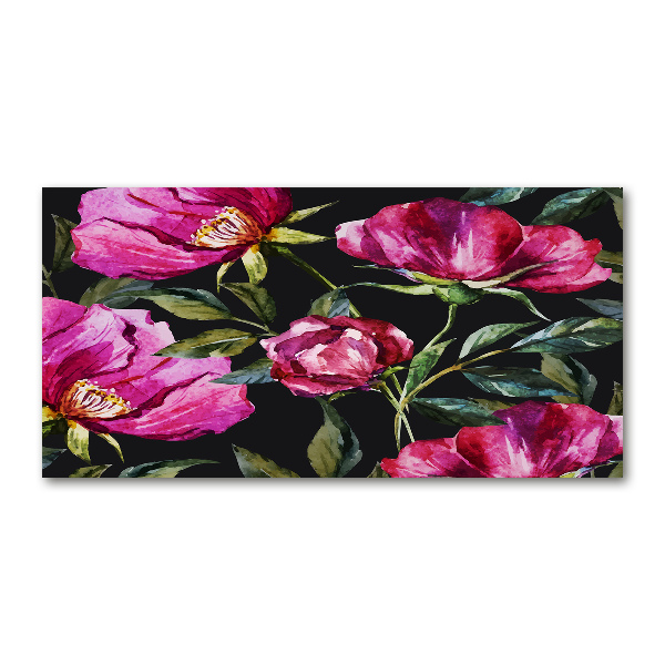Impresión en cristal con acabado brillante horizontal Peonías rosas