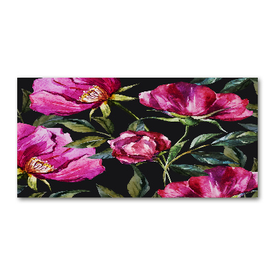 Impresión en cristal con acabado brillante horizontal Peonías rosas