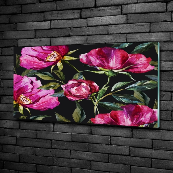 Impresión en cristal con acabado brillante horizontal Peonías rosas