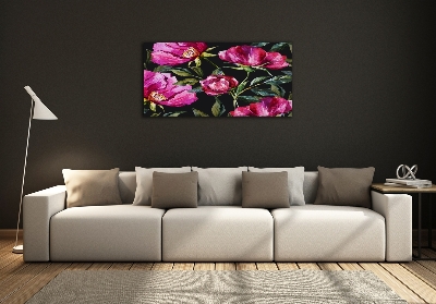 Impresión en cristal con acabado brillante horizontal Peonías rosas