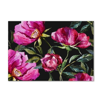 Impresión en cristal con acabado brillante horizontal Peonías rosas