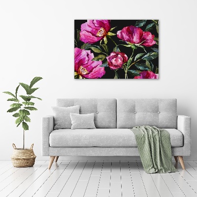Impresión en cristal con acabado brillante horizontal Peonías rosas