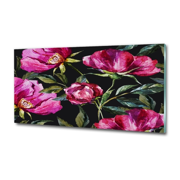 Impresión en cristal con acabado brillante horizontal Peonías rosas