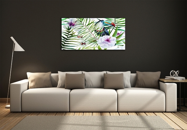 Cuadro de cristal templado moderno horizontal Tucán tropical