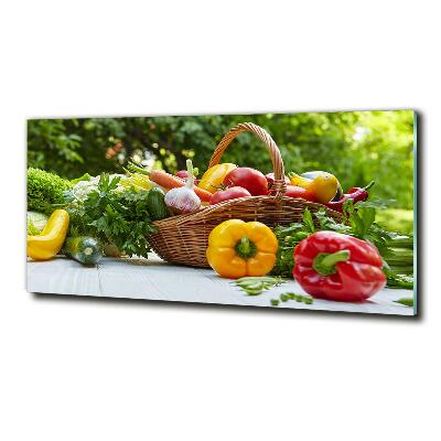 Cuadro decorativo de vidrio para salón horizontal Cesta de verduras