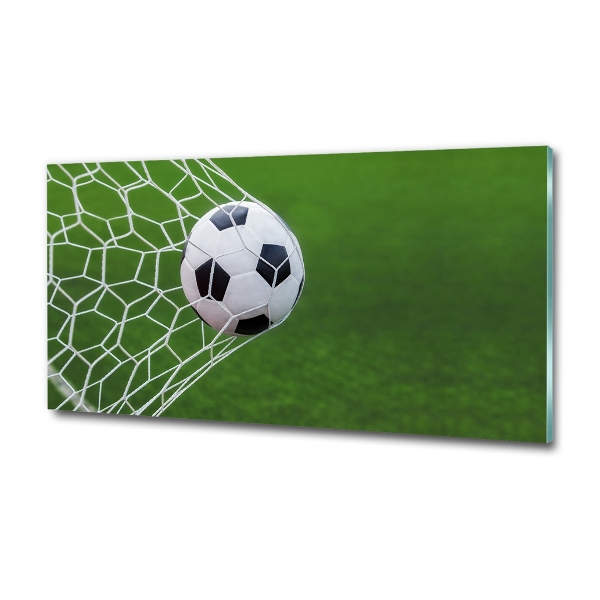 Cuadro de cristal templado moderno horizontal El balón está en la portería.