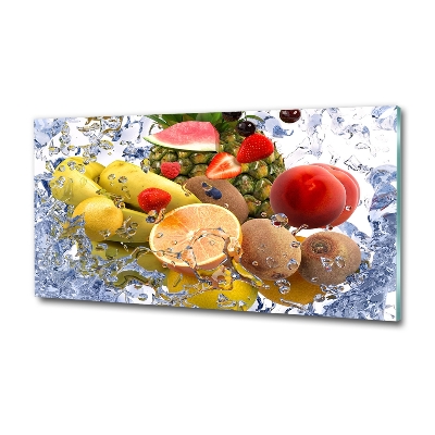 Foto en cristal de alta calidad con impresión uv horizontal Fruta y agua