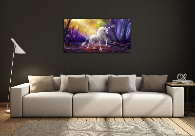 Cuadro de cristal templado moderno horizontal Unicornio