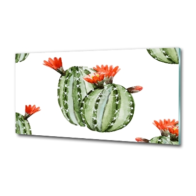 Cuadro decorativo de vidrio para salón horizontal Cactus