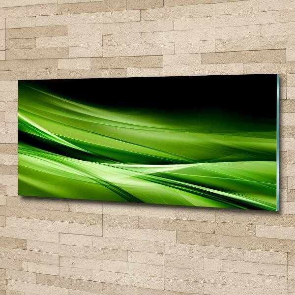 Cuadro decorativo de vidrio para salón horizontal Fondo de ondas verdes