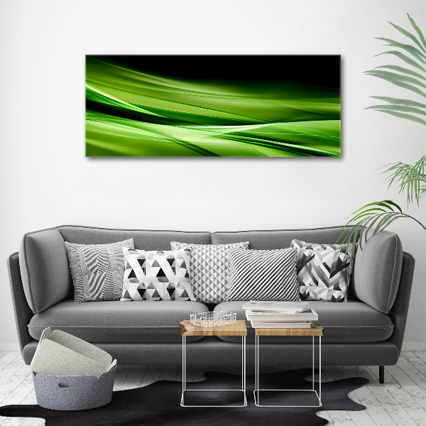 Cuadro decorativo de vidrio para salón horizontal Fondo de ondas verdes
