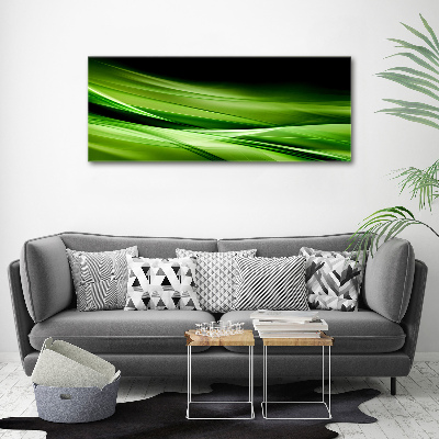 Cuadro decorativo de vidrio para salón horizontal Fondo de ondas verdes