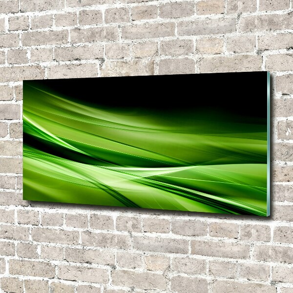 Cuadro decorativo de vidrio para salón horizontal Fondo de ondas verdes