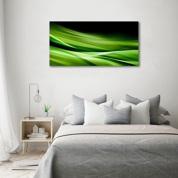 Cuadro decorativo de vidrio para salón horizontal Fondo de ondas verdes