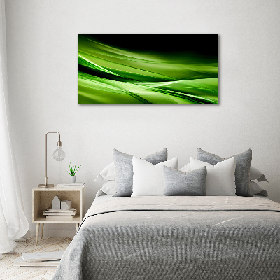 Cuadro decorativo de vidrio para salón horizontal Fondo de ondas verdes