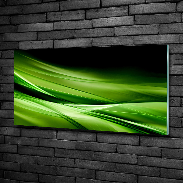 Cuadro decorativo de vidrio para salón horizontal Fondo de ondas verdes