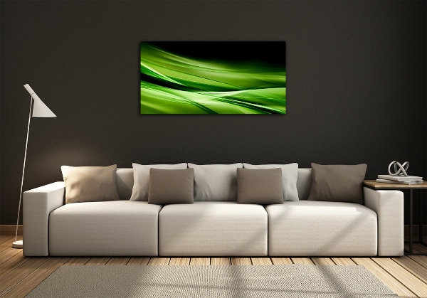 Cuadro decorativo de vidrio para salón horizontal Fondo de ondas verdes