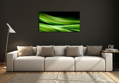 Cuadro decorativo de vidrio para salón horizontal Fondo de ondas verdes