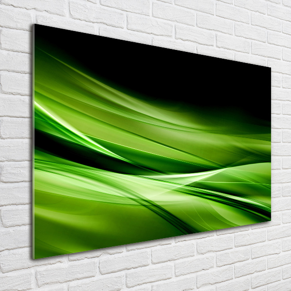 Cuadro decorativo de vidrio para salón horizontal Fondo de ondas verdes