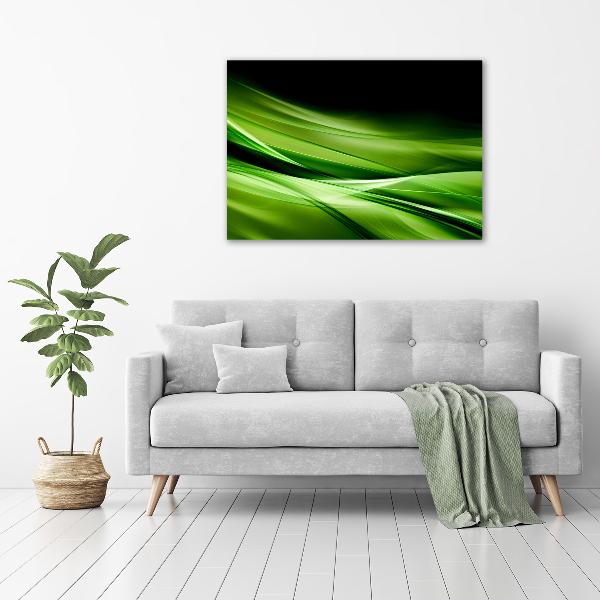 Cuadro decorativo de vidrio para salón horizontal Fondo de ondas verdes