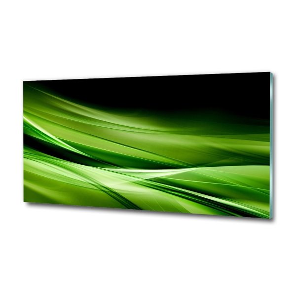 Cuadro decorativo de vidrio para salón horizontal Fondo de ondas verdes