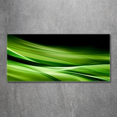 Cuadro decorativo de vidrio para salón horizontal Fondo de ondas verdes