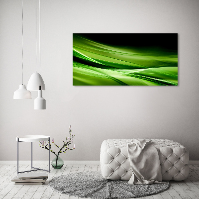 Cuadro decorativo de vidrio para salón horizontal Fondo de ondas verdes