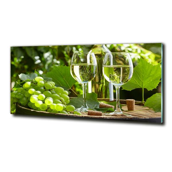 Cuadro de cristal templado moderno horizontal Vino blanco y fruta