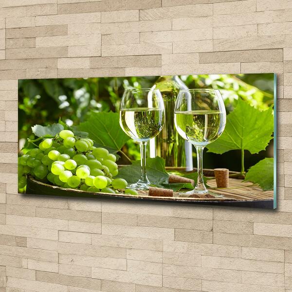 Cuadro de cristal templado moderno horizontal Vino blanco y fruta