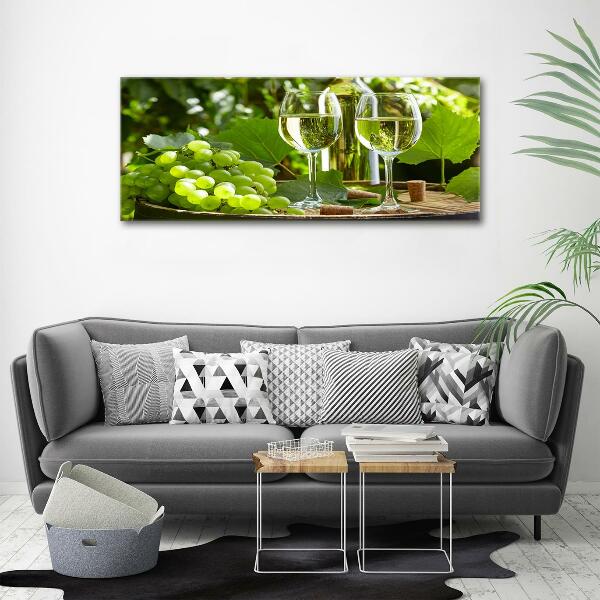 Cuadro de cristal templado moderno horizontal Vino blanco y fruta