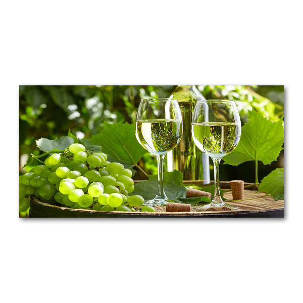 Cuadro de cristal templado moderno horizontal Vino blanco y fruta