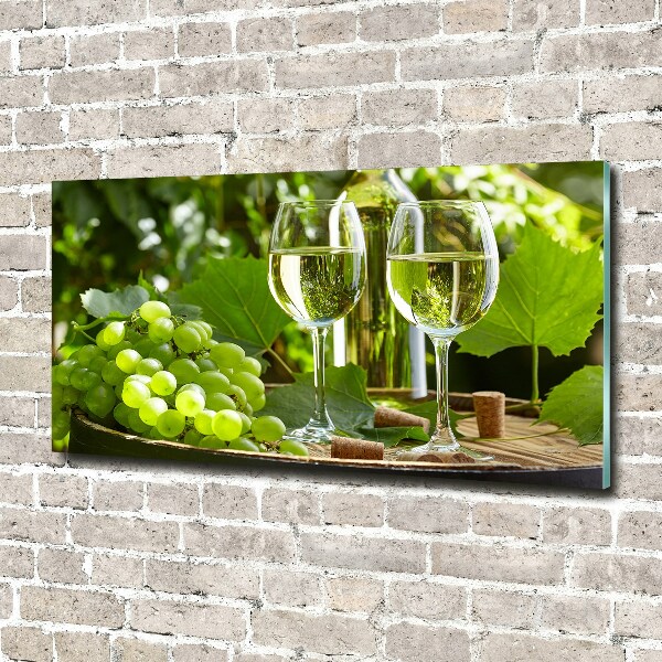 Cuadro de cristal templado moderno horizontal Vino blanco y fruta