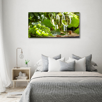Cuadro de cristal templado moderno horizontal Vino blanco y fruta