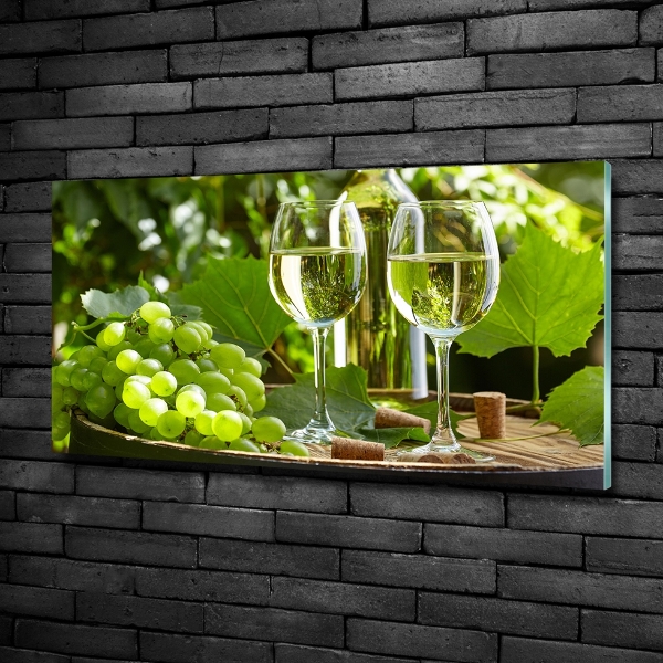 Cuadro de cristal templado moderno horizontal Vino blanco y fruta