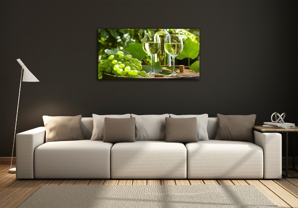 Cuadro de cristal templado moderno horizontal Vino blanco y fruta
