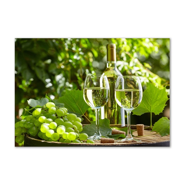 Cuadro de cristal templado moderno horizontal Vino blanco y fruta