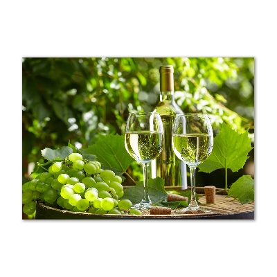 Cuadro de cristal templado moderno horizontal Vino blanco y fruta