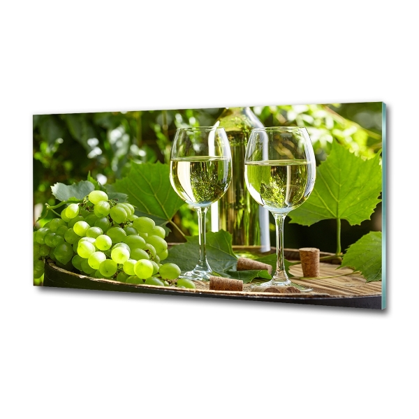 Cuadro de cristal templado moderno horizontal Vino blanco y fruta