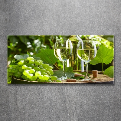 Cuadro de cristal templado moderno horizontal Vino blanco y fruta