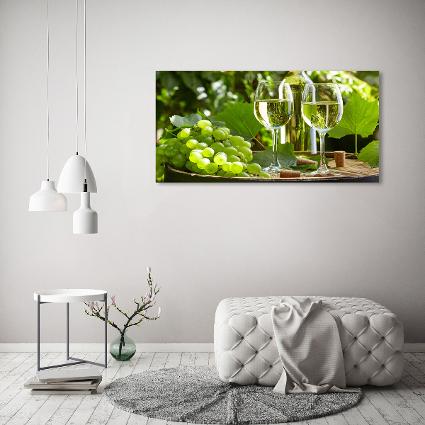 Cuadro de cristal templado moderno horizontal Vino blanco y fruta