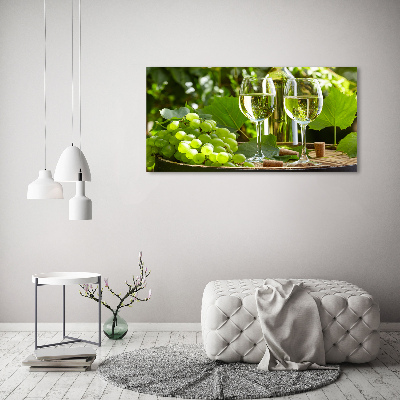 Cuadro de cristal templado moderno horizontal Vino blanco y fruta
