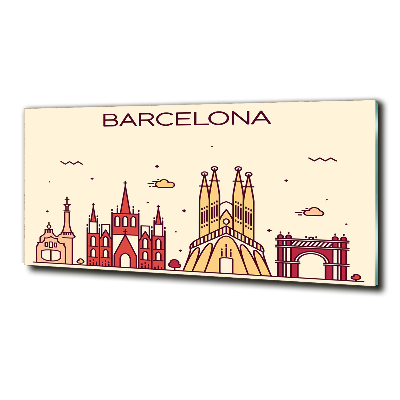 Cuadro decorativo de vidrio para salón horizontal La inscripción Barcelona