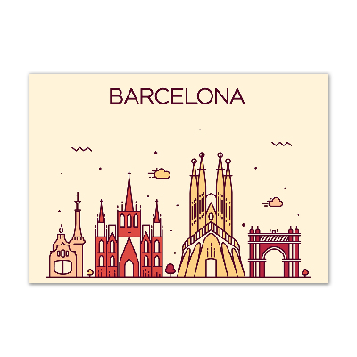 Cuadro decorativo de vidrio para salón horizontal La inscripción Barcelona